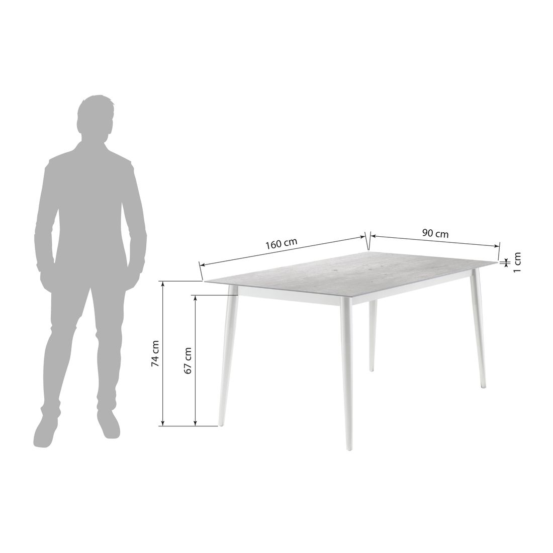 Hagebord aluminium HPL 160x90 cm jerngrå Sieger bakside