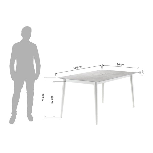 Hagebord aluminium HPL 160x90 cm jerngrå Sieger bakside