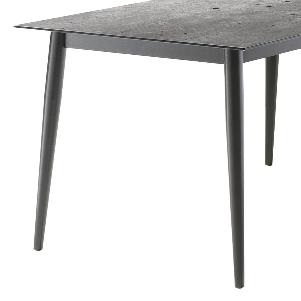 Detalj av bordplate på Hagebord aluminium HPL 160x90 cm jerngrå Sieger