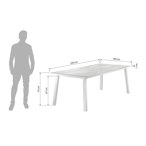 Hagebord aluminium/HPL 220x100 cm grafitt - Sieger bakside