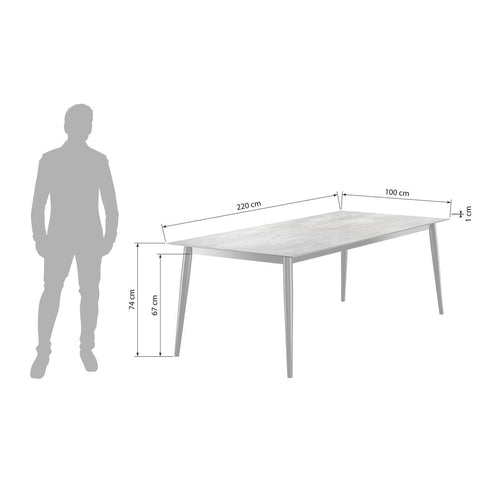 Hagebord aluminium/HPL 220x100 cm jerngrå - Sieger bakside