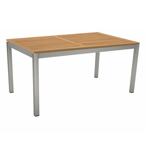 Hagebord aluminium/teak 160x90 cm grafitt/natur forfra