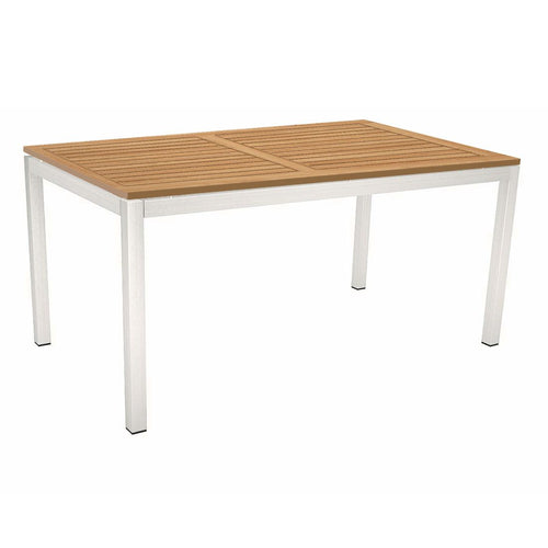 Hagebord aluminium/teak 160x90 cm hvit/natur - Stern forfra