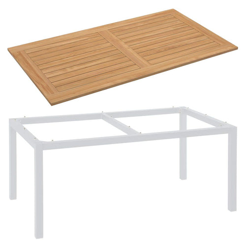 Hagebord aluminium/teak 160x90 cm hvit/natur - Stern bakside