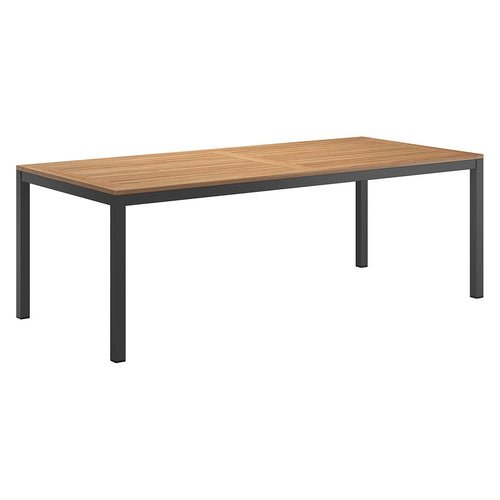 Hagebord aluminium/teak 220x100 cm - OUTLIV forfra