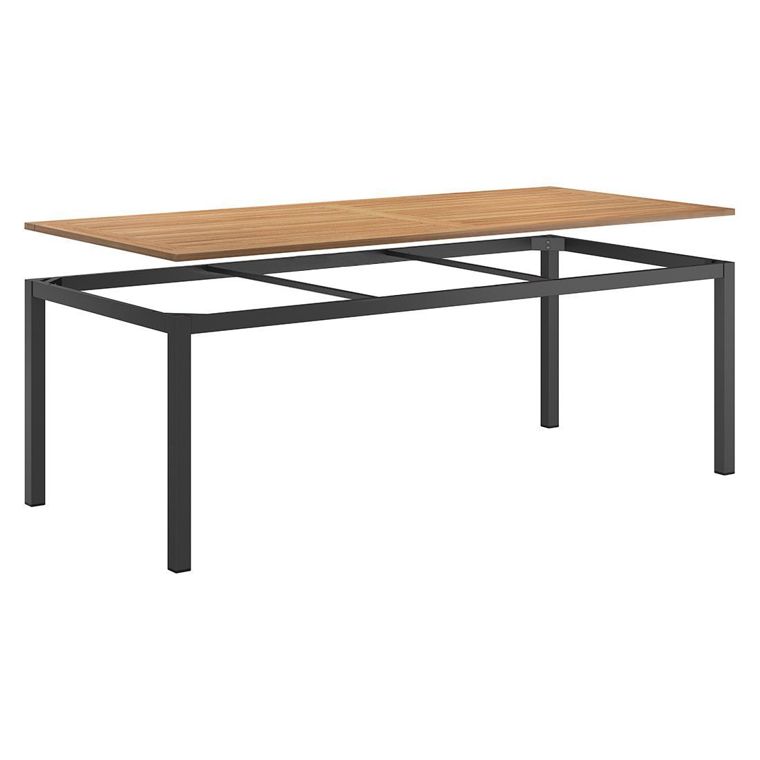 Nærbilde av aluminiumsramme på Hagebord aluminium/teak 220x100 cm - OUTLIV