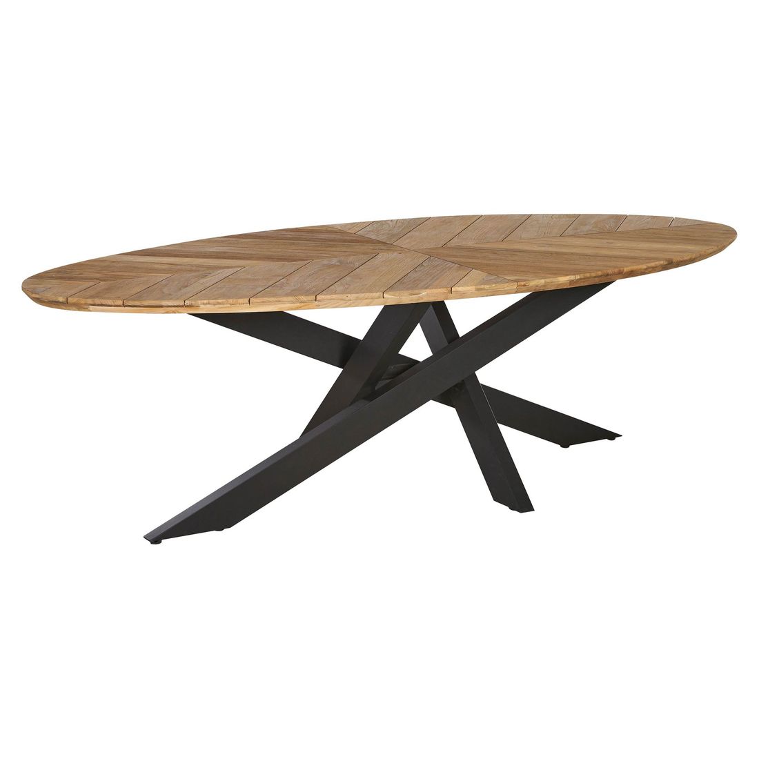 Hagebord Amsterdam 220x110 cm aluminium og resirkulert teak forfra