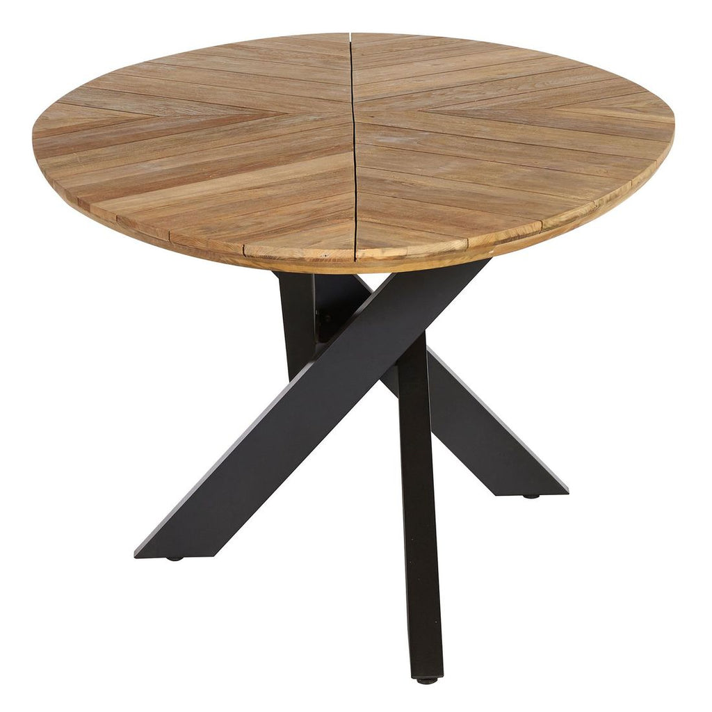 Detalj av bordplate i resirkulert teak på Hagebord Amsterdam 220x110 cm