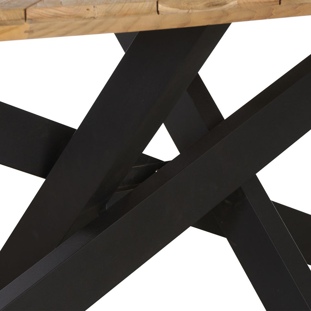 Ovalt Hagebord Amsterdam 220x110 cm i hage med aluminium og teak