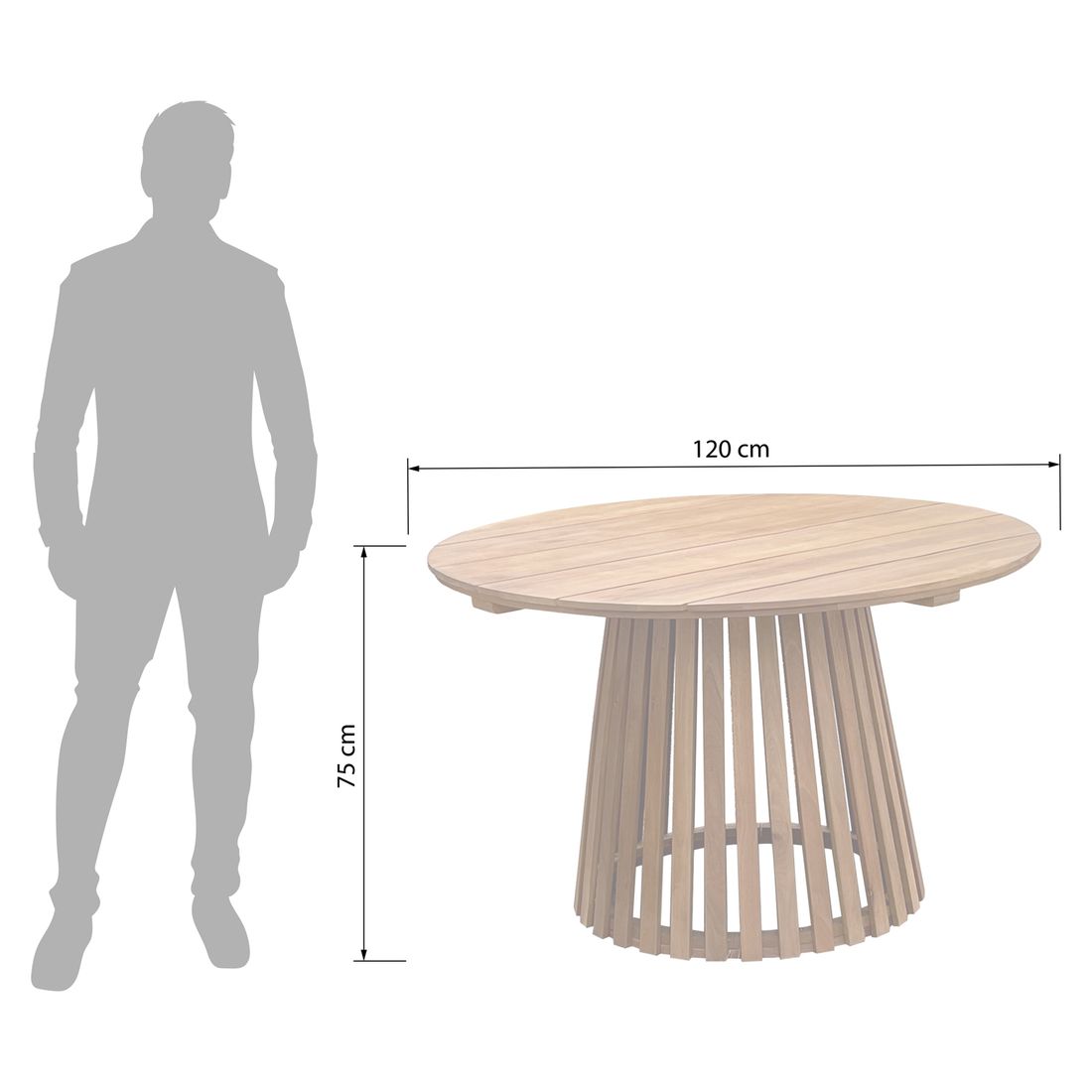 Detaljbilde av akasietre på Hagebord Anni Ø120cm akasie - OUTLIV
