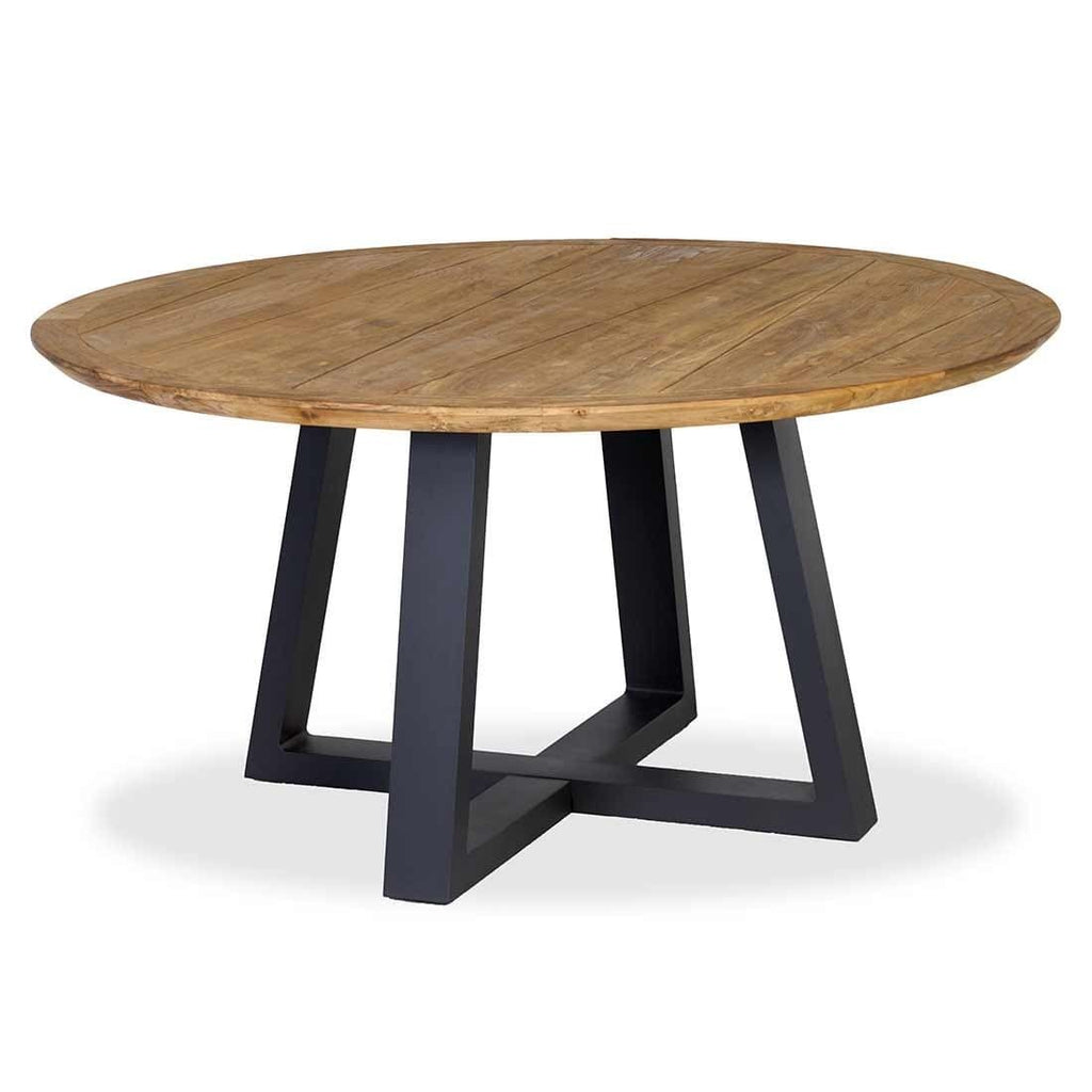 Hagebord Atlanta Ø130cm aluminium og resirkulert teak forside