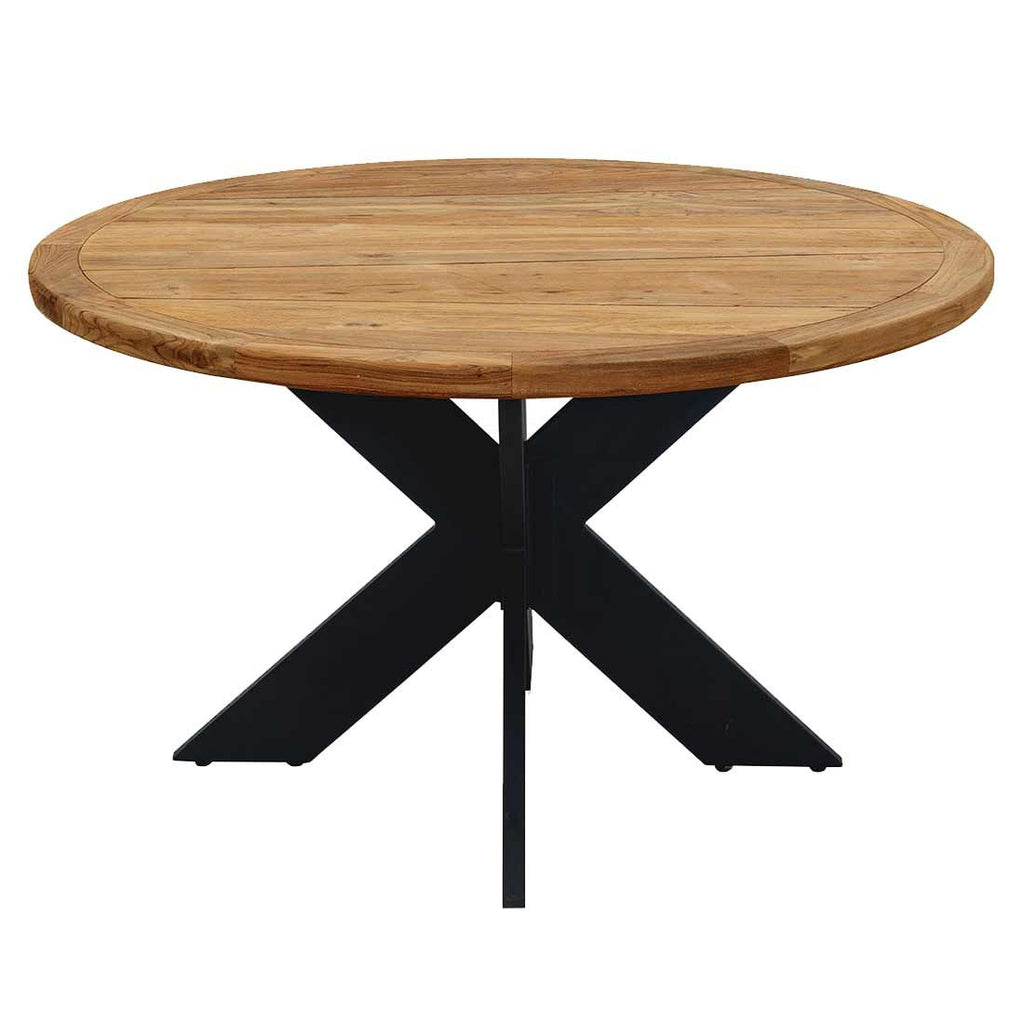 Hagebord Atlanta aluminium/resirkulert teak Ø130 cm forfra