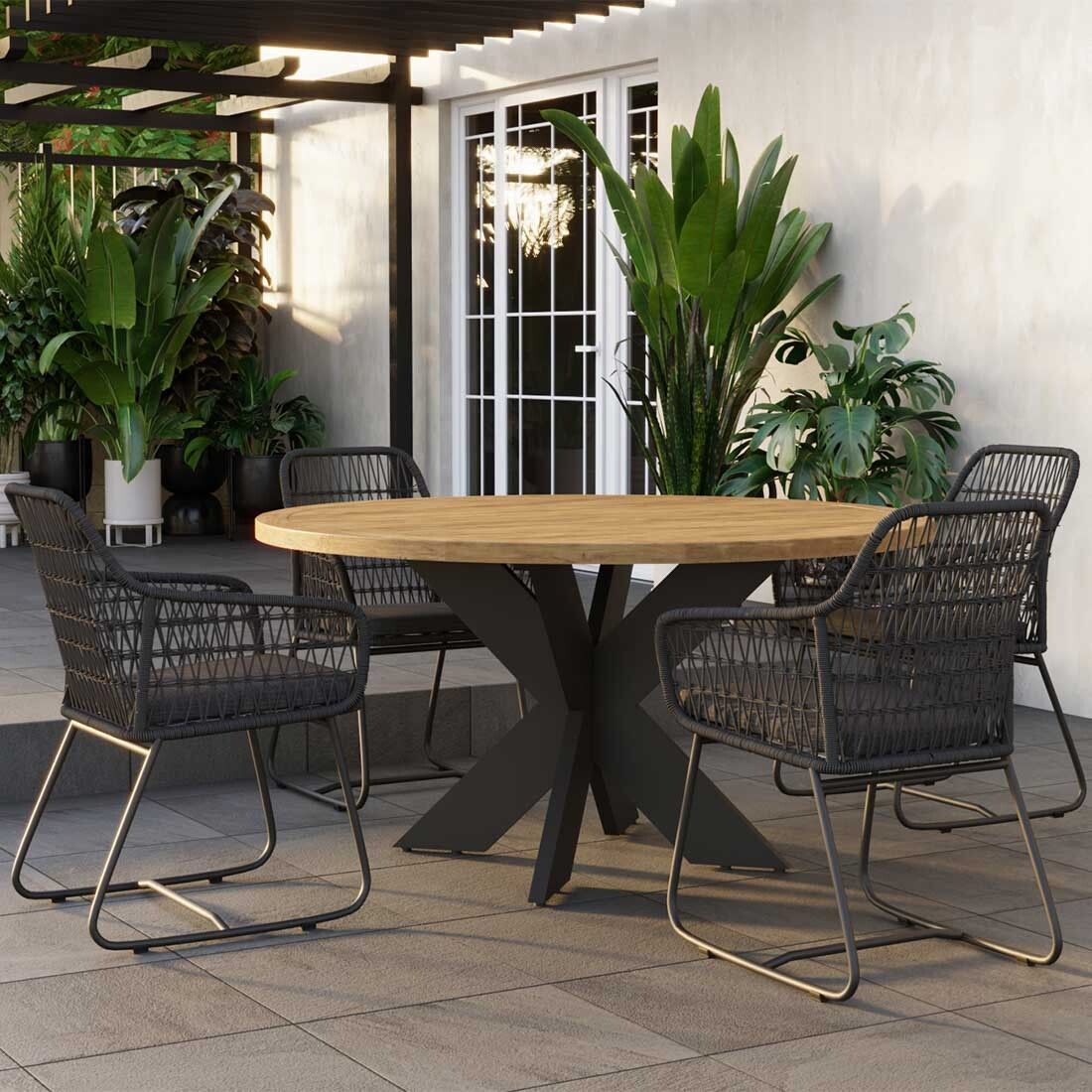Hagebord Atlanta aluminium/resirkulert teak Ø130 cm bakside