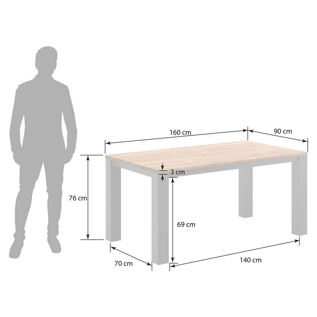 Hagebord Atlanta aluminium/teak 160x90 cm bakside