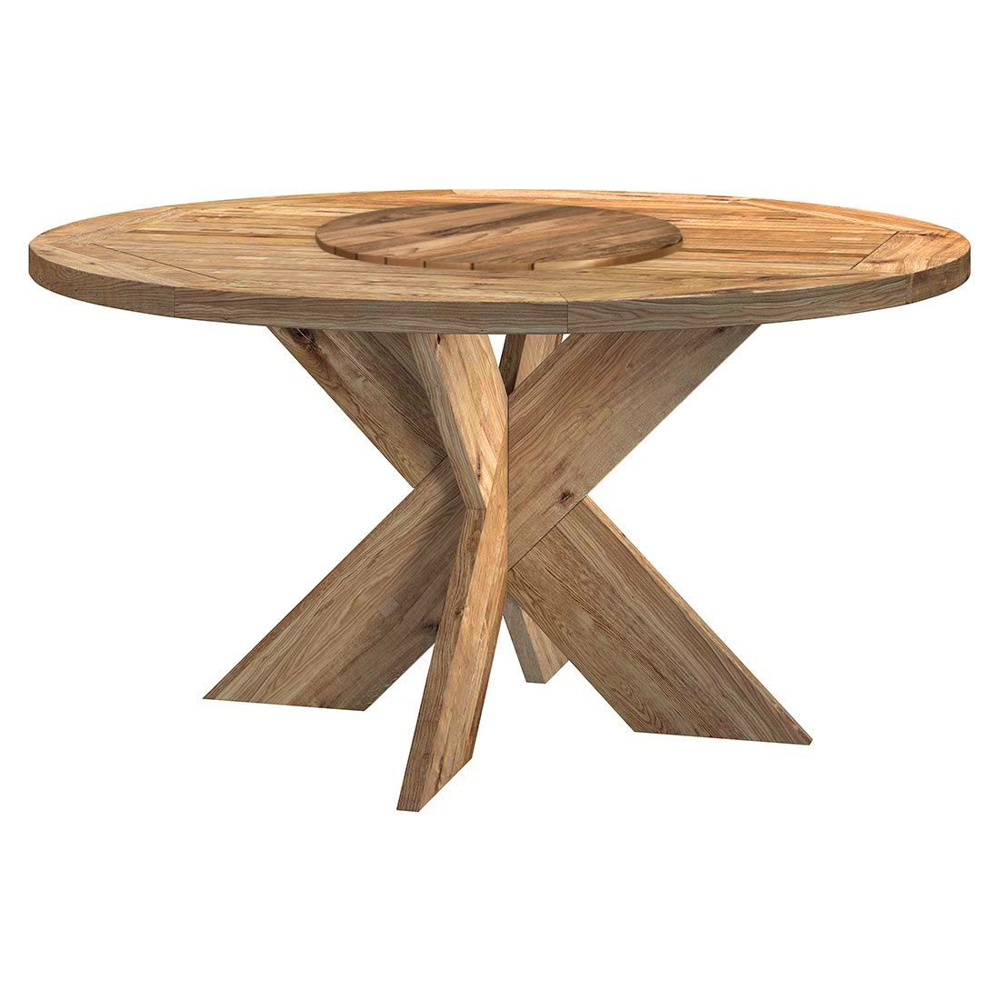 Hagebord Atlanta med dreieskive Ø150cm resirkulert teak - OUTLIV forfra