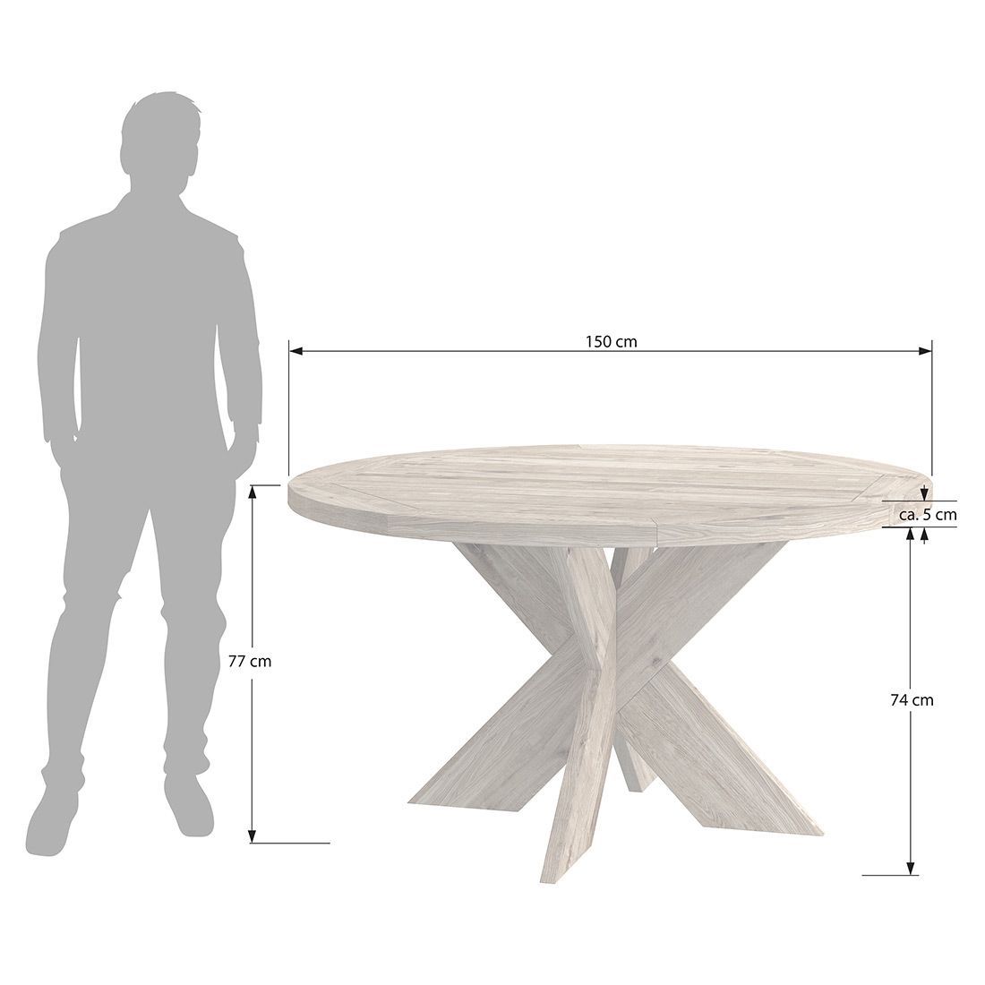 Detalj av X-formet understell på Hagebord Atlanta med dreieskive Ø150cm resirkulert teak - OUTLIV