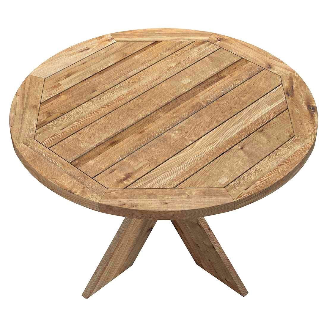 Montert Hagebord Atlanta resirkulert teak Ø130 cm - OUTLIV på terrasse