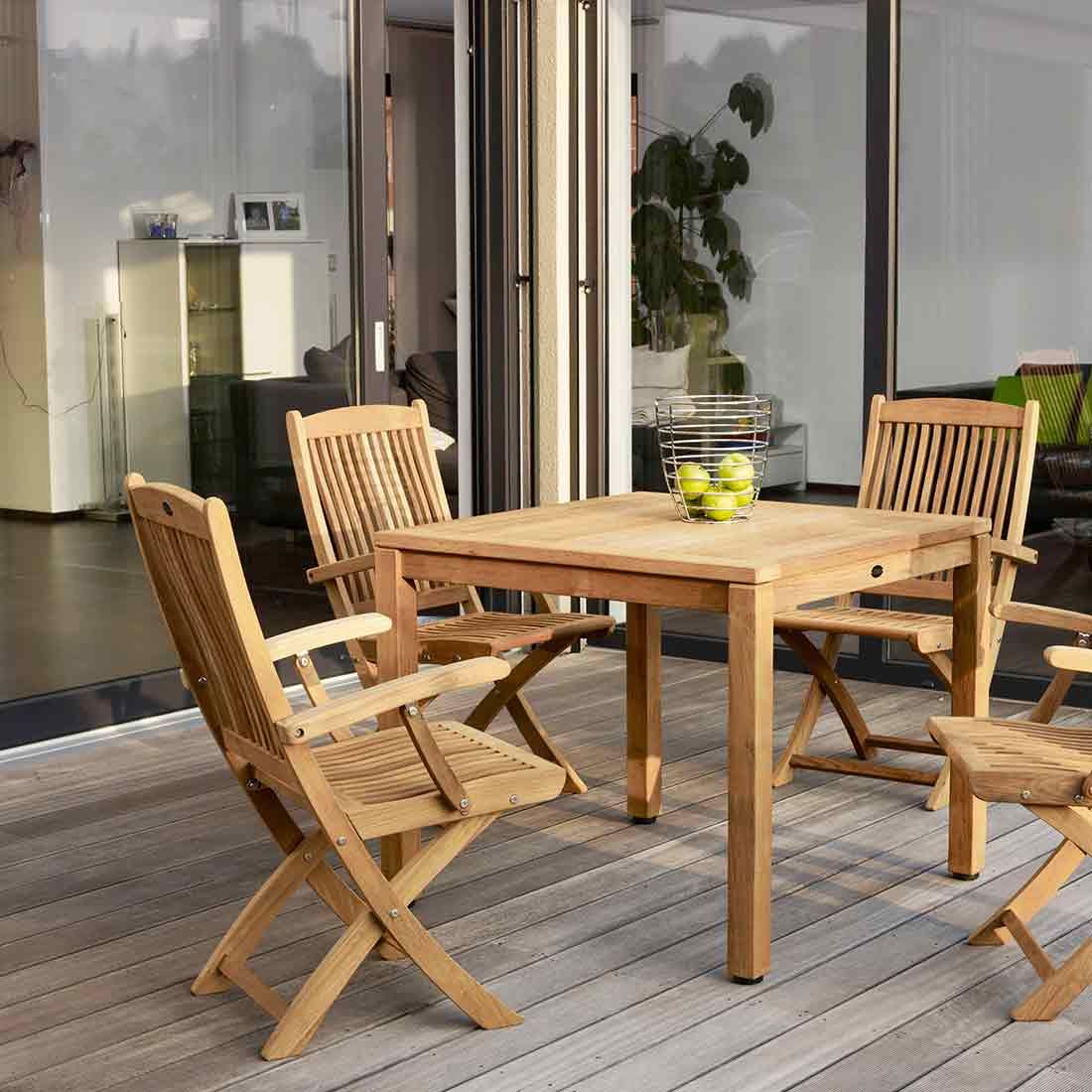 Hagebord Bali 90x90 cm teak natur detalj nærbilde
