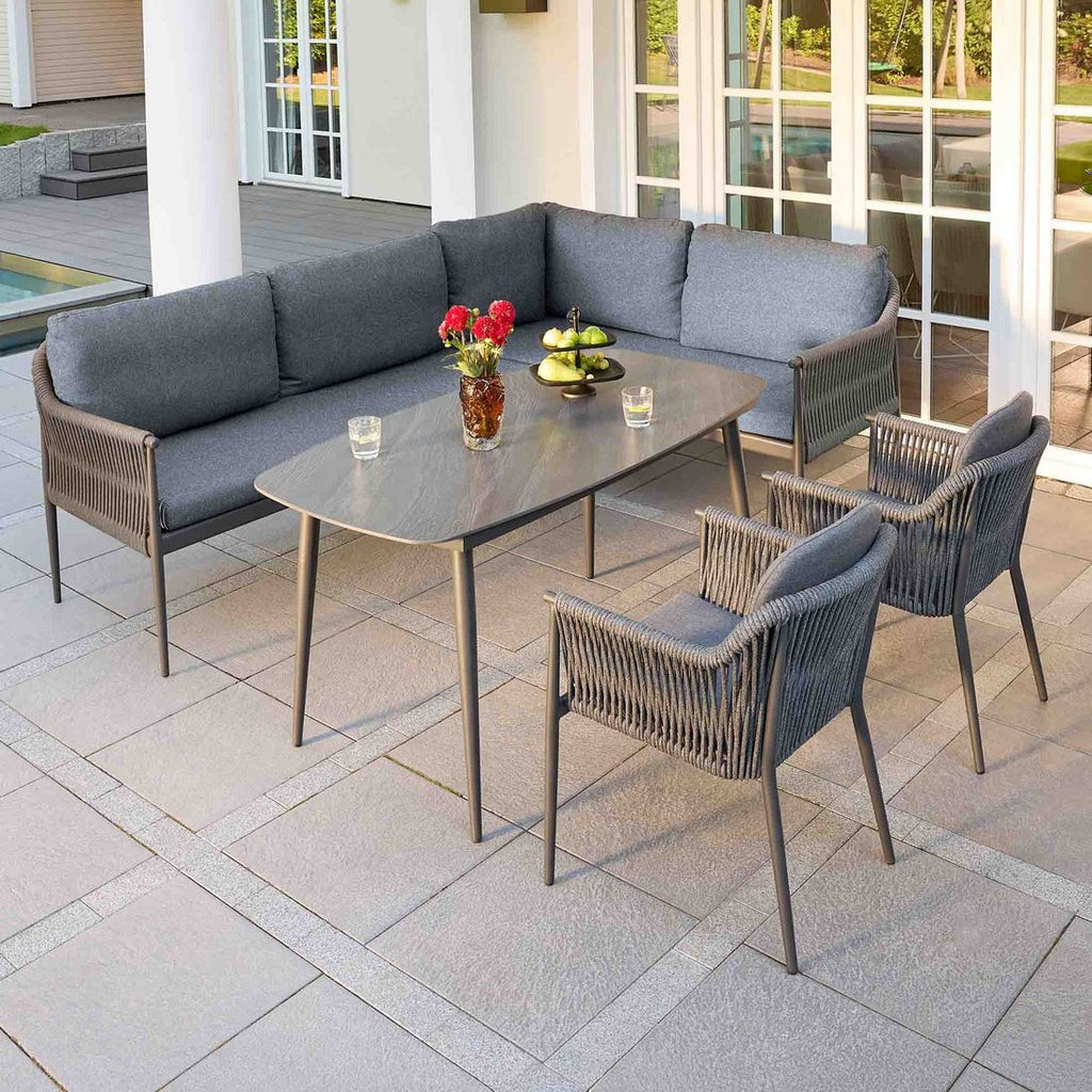 Sidevisning av Hagebord Bari 160x90cm aluminium/sinterstone