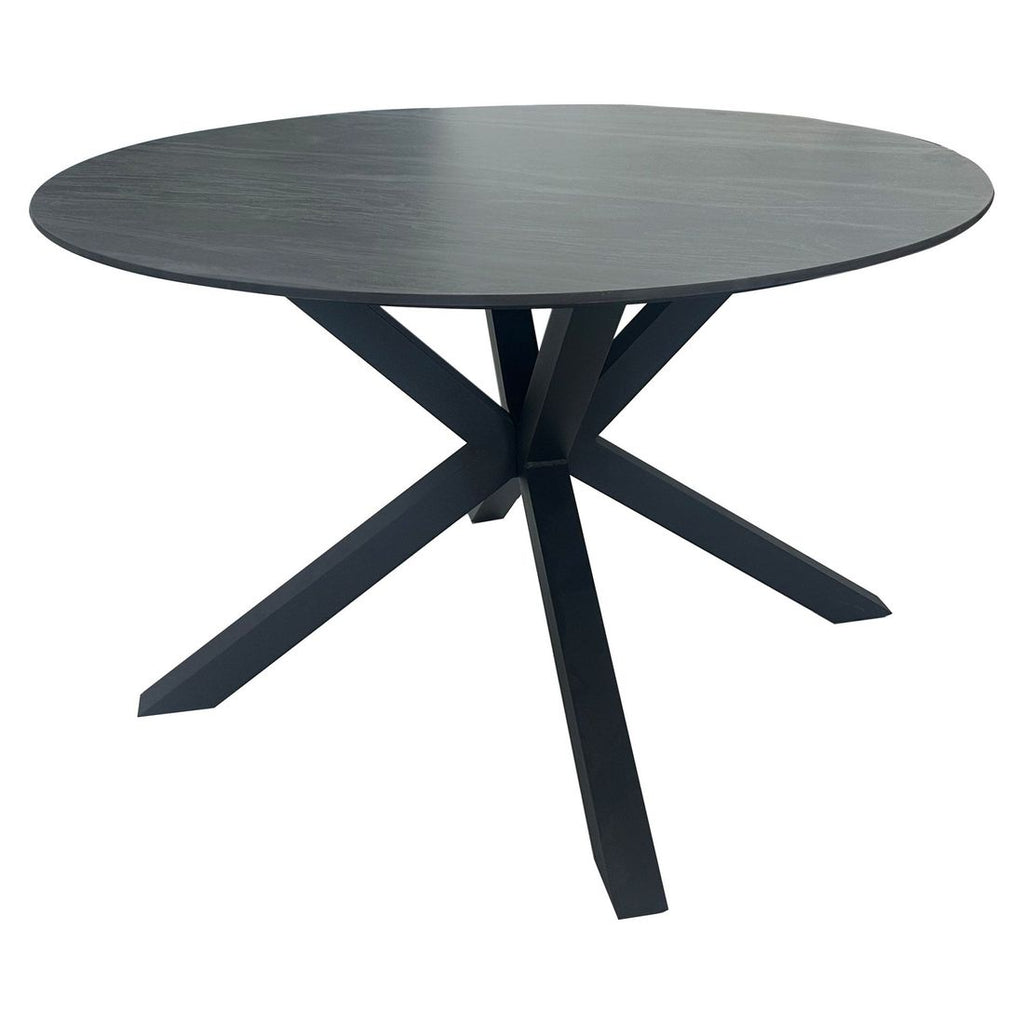 Hagebord Bari rundt aluminium/sinterstein Ø120 cm montert på terrasse