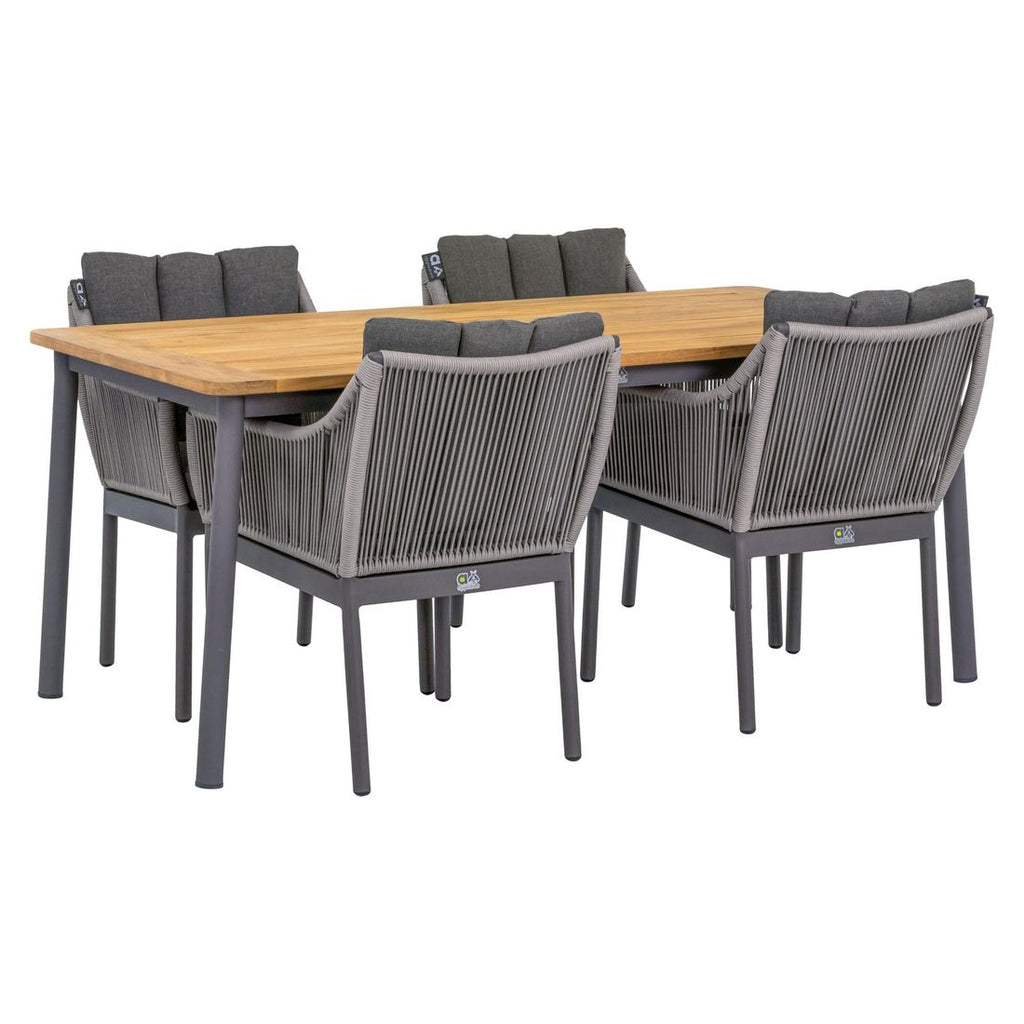 Hagebord Bijou 180x90 cm aluminium/teak sett fra siden