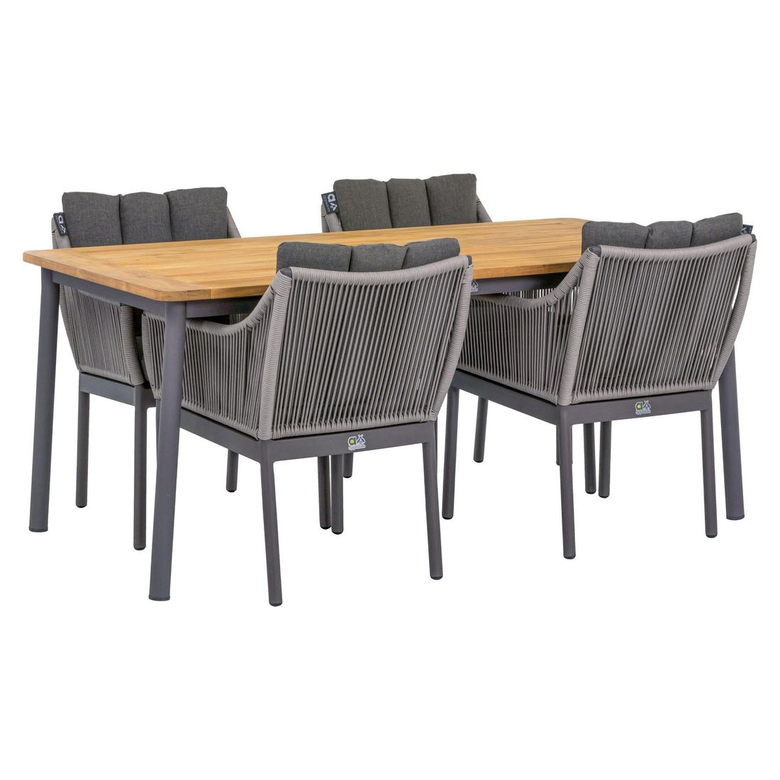 Hagebord Bijou 180x90 cm aluminium/teak sett fra siden