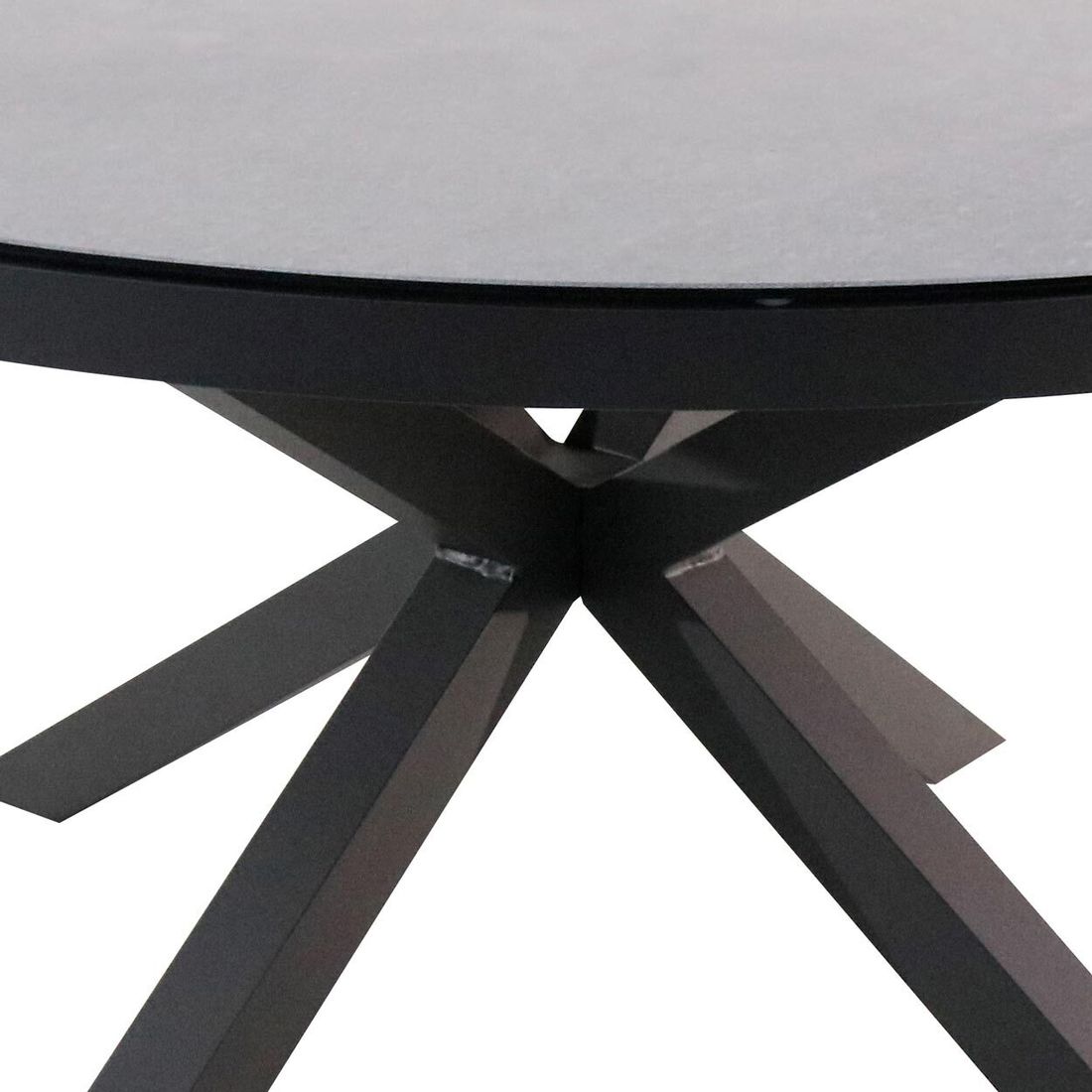 Detalj av bordplate på Hagebord Broome Ø150cm aluminium/glasskeramikk