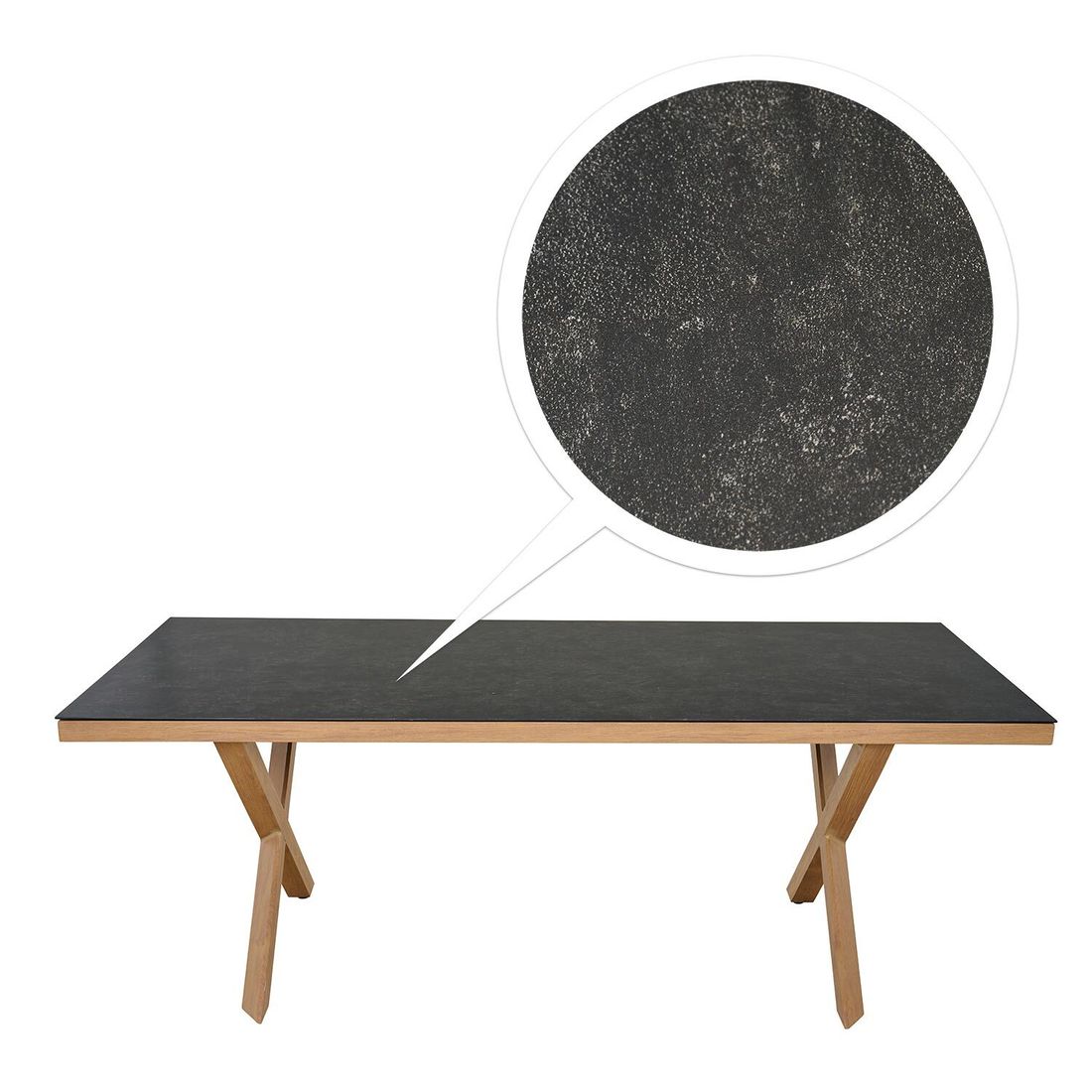 Hagebord Catania 200x90 cm aluminium/glasskeramikk montert i hage