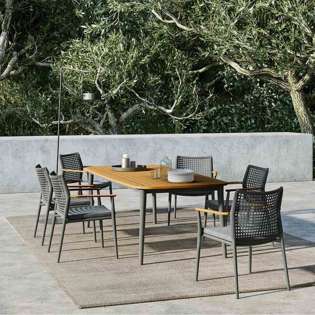 Hagebord Charlie aluminium/teak 170x100 cm sett fra siden