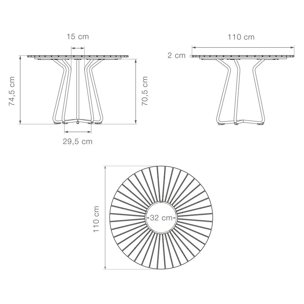 Montert Hagebord Circle aluminium/bambus Ø110 cm - Houe i hage