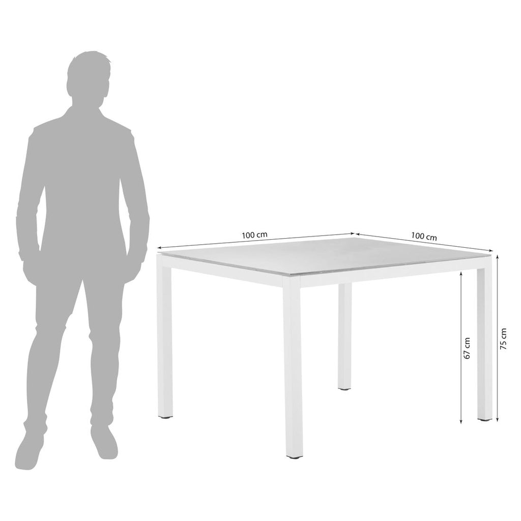 Hagebord Classic 100x100 cm aluminium/keramikk hvit bakside