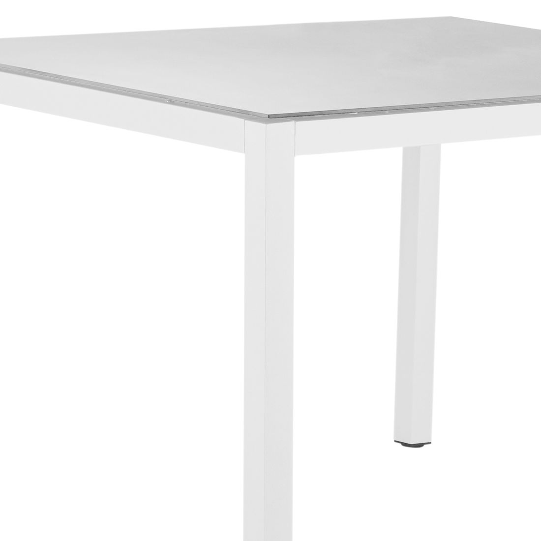 Hagebord Classic 100x100 cm aluminium/keramikk hvit nærbilde av bordplate