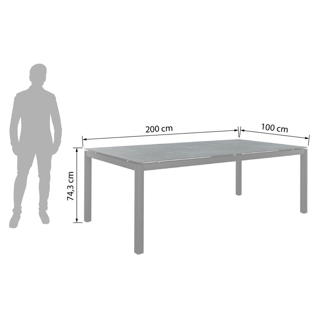 Nærbilde av bordplate på Hagebord Classic 200x100 cm aluminium Silverstar 2.0 Stern