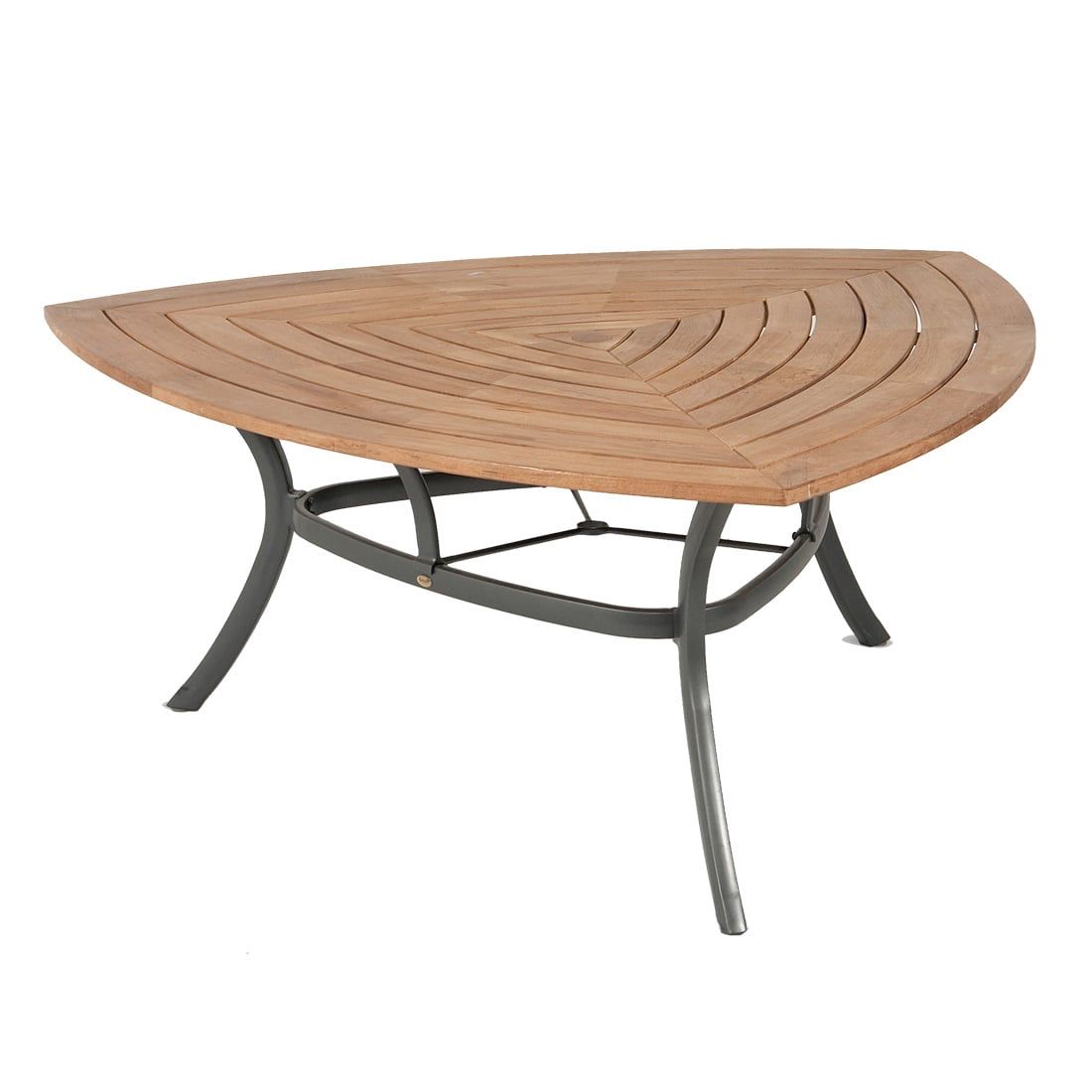 Hagebord Classic trekant 170x170x170cm aluminium/teak fra Hartman sett forfra