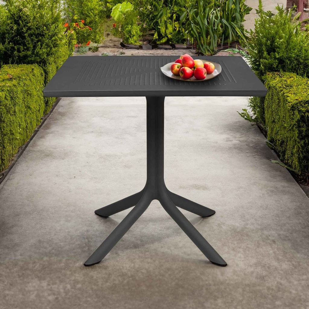 Hagebord Clip 80x80cm plast antrasitt bakside
