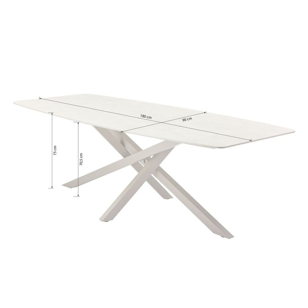 Hagebord Como 180x90cm aluminium sinterstein nærbilde bordplate