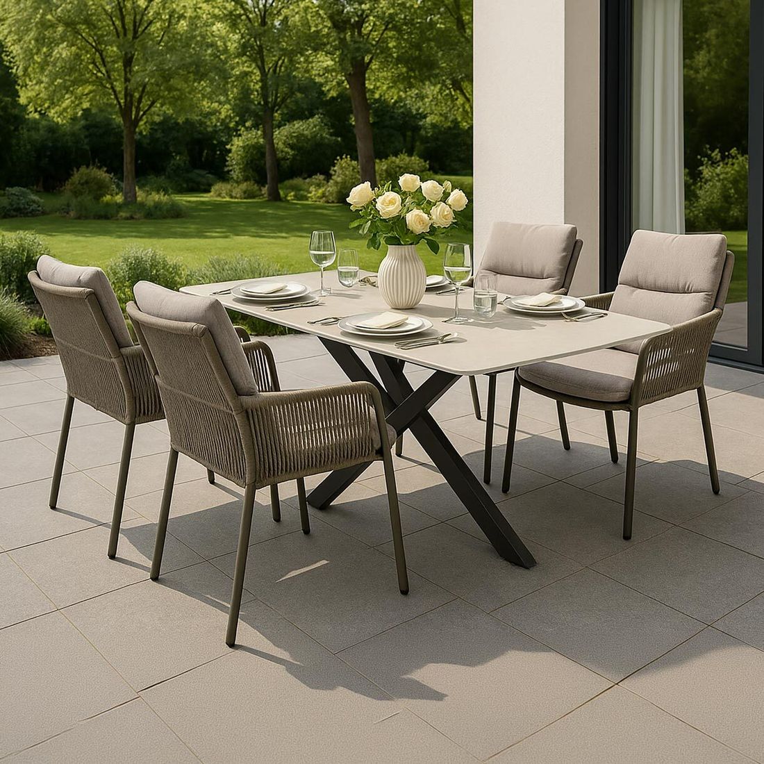 Hagebord Como aluminium/sinterstone 200x100 cm bakside