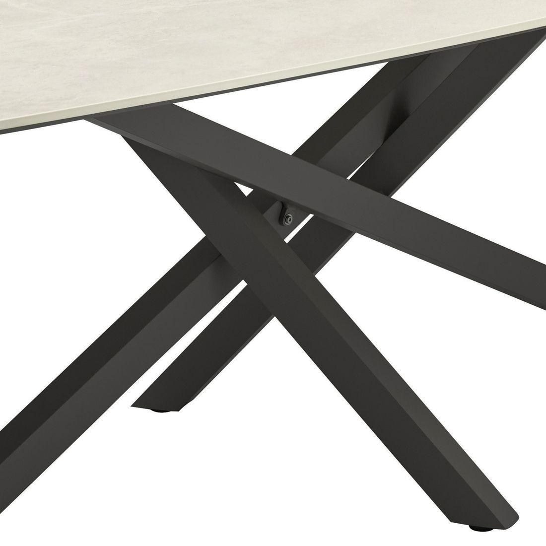 Nærbilde av aluminiumsramme på Hagebord Como aluminium/sinterstone 200x100 cm