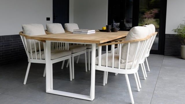 Hagebord Condor 240x95 cm aluminium/teak forfra