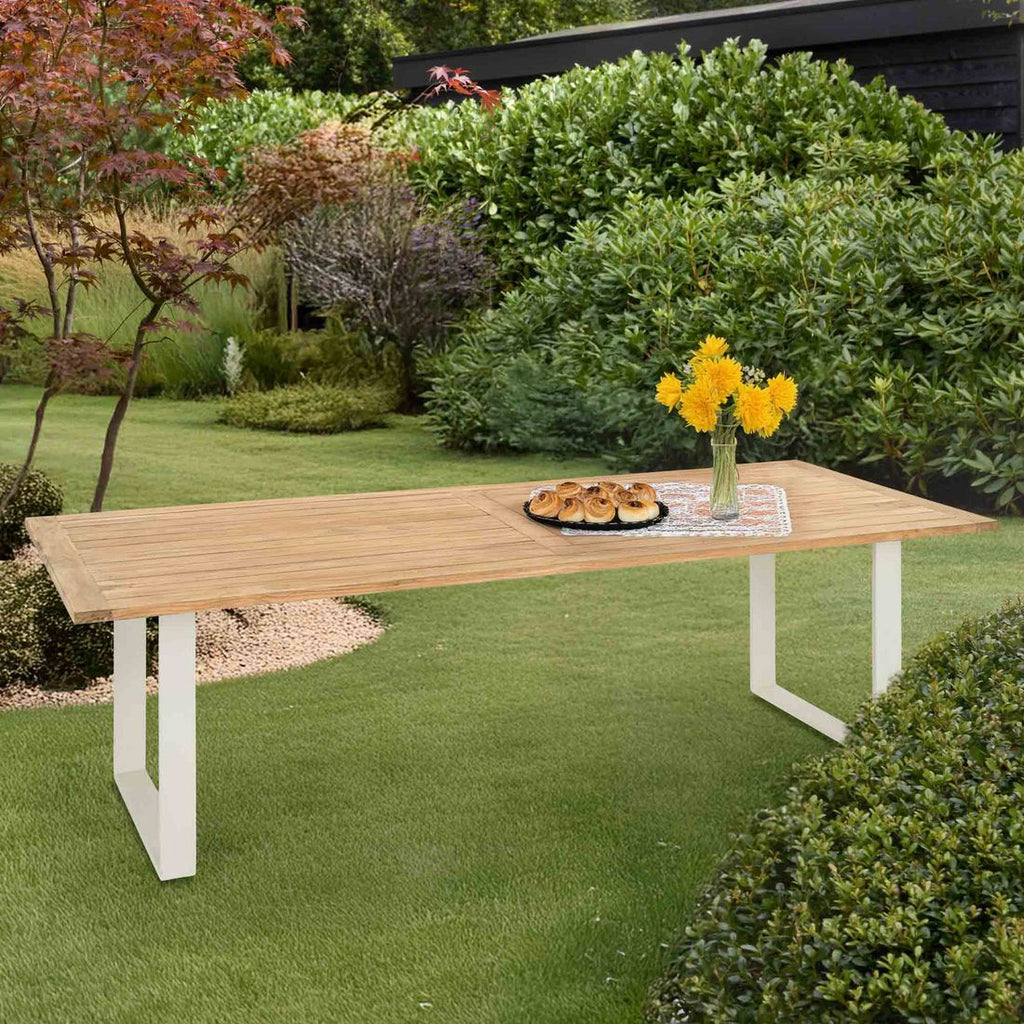 Hagebord Condor 240x95 cm aluminium/teak detalj av teakplate