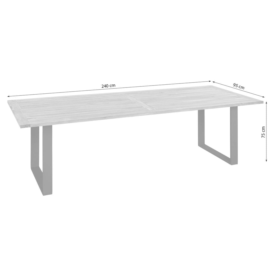Hagebord Condor 240x95 cm aluminium/teak montert på terrasse