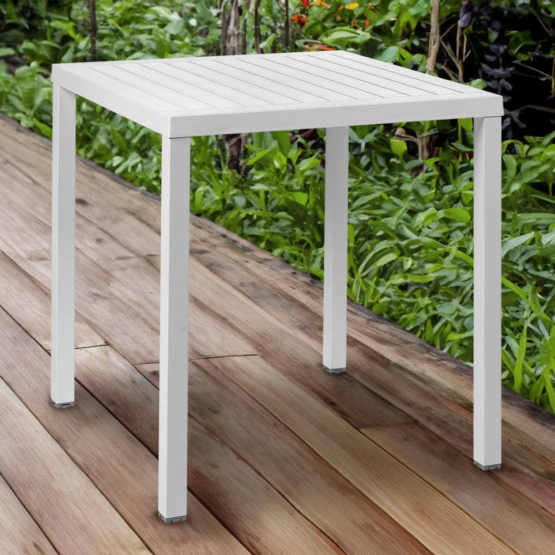 Hagebord Cube 80x80 cm aluminium DurelTOP hvit bakside
