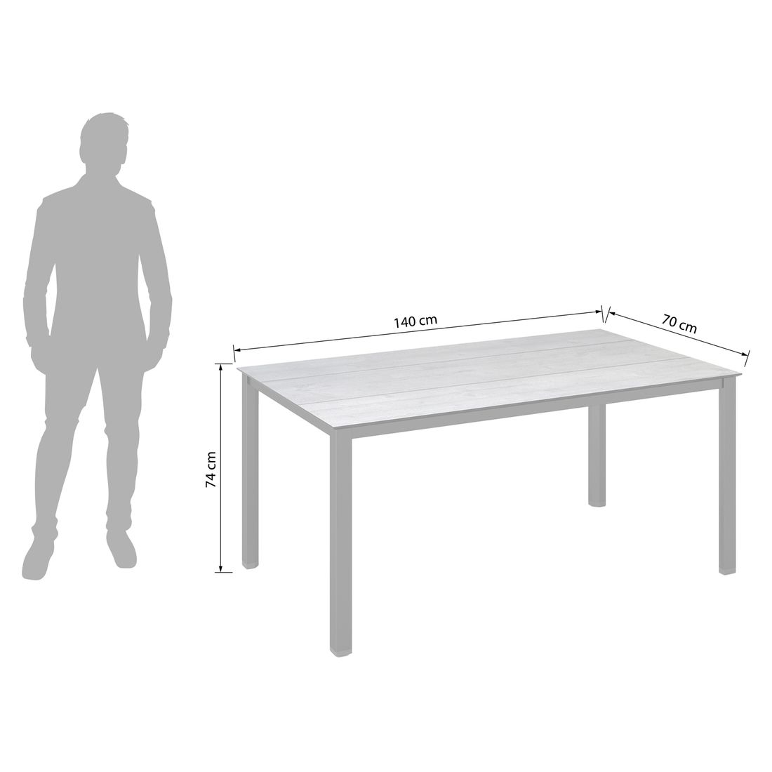 Hagebord Cubic 138x68 cm aluminium HPL bakside