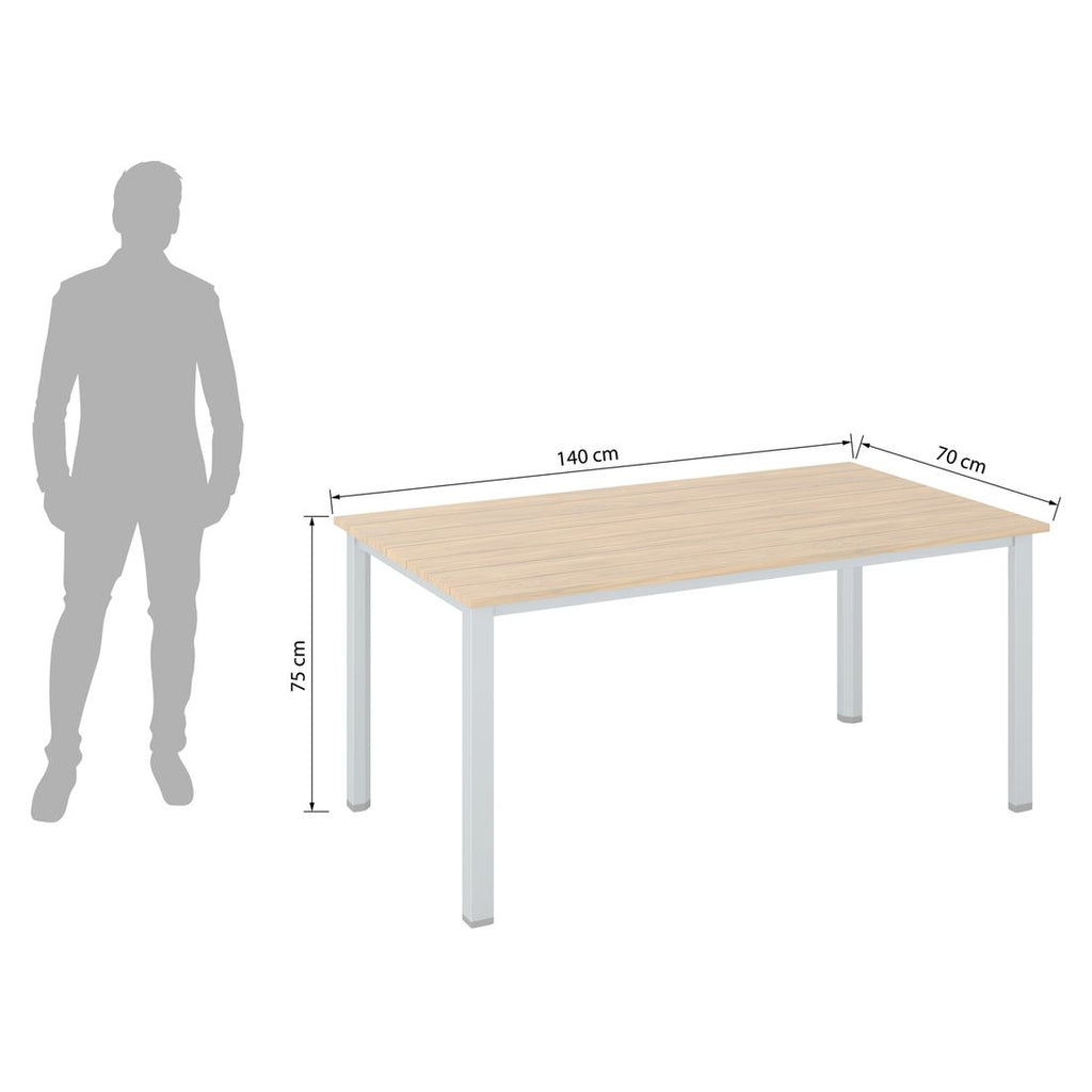 Hagebord Cubic 140x70 cm aluminium teak Kettler bakside