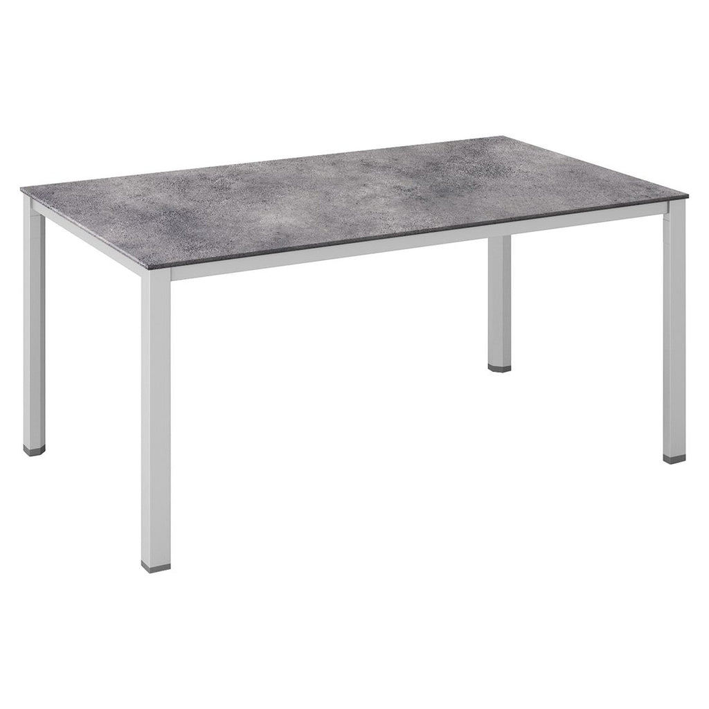Hagebord Cubic 140x70 cm aluminium HPL sølv antrasitt forfra