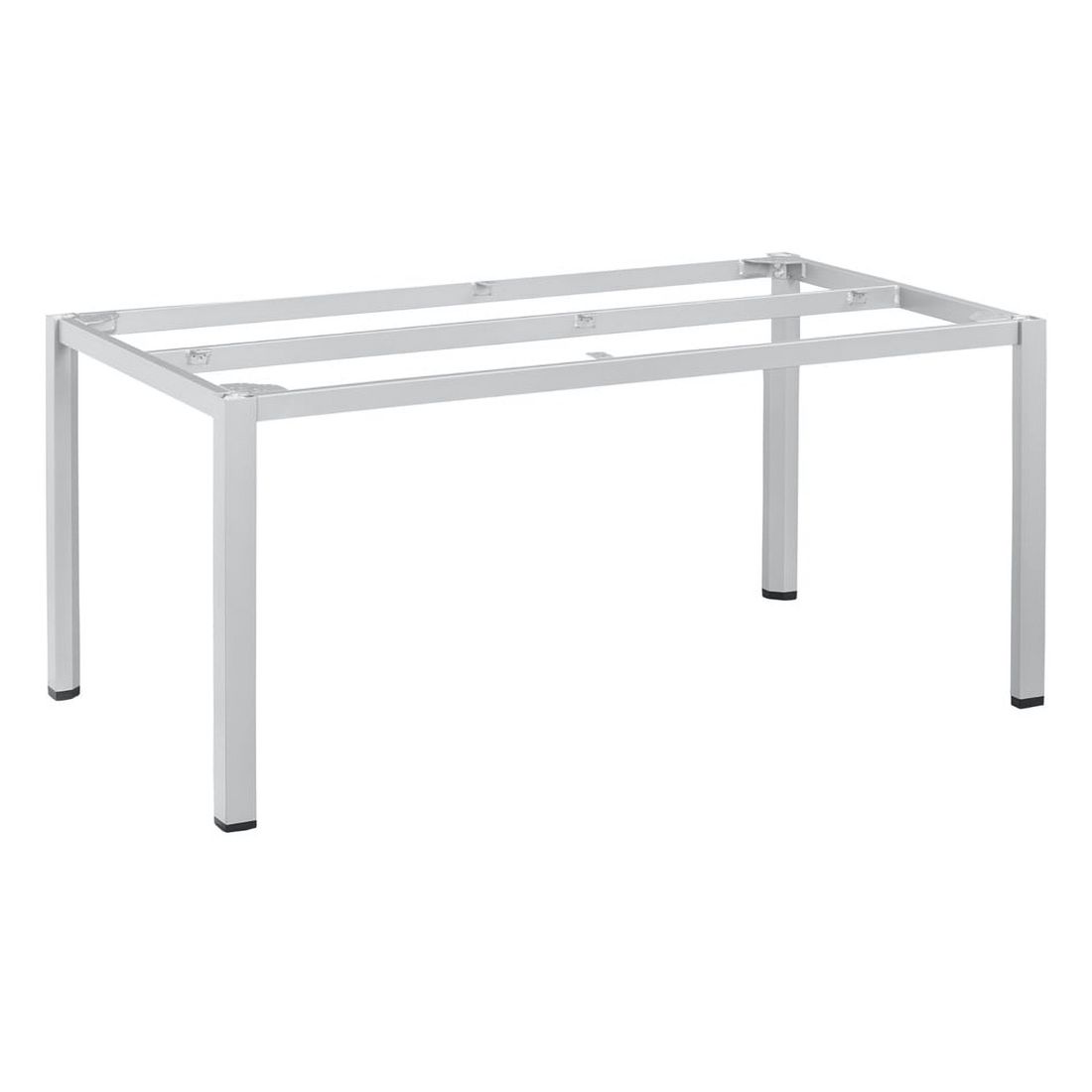 Hagebord Cubic 140x70 cm aluminium HPL sølv antrasitt montert på terrasse
