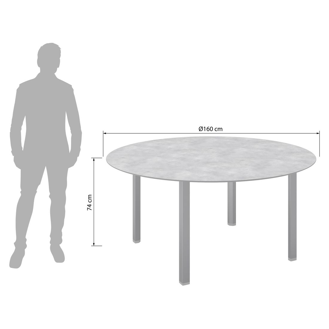 Hagebord Cubic Ø160 cm aluminium/HPL - Kettler bakside