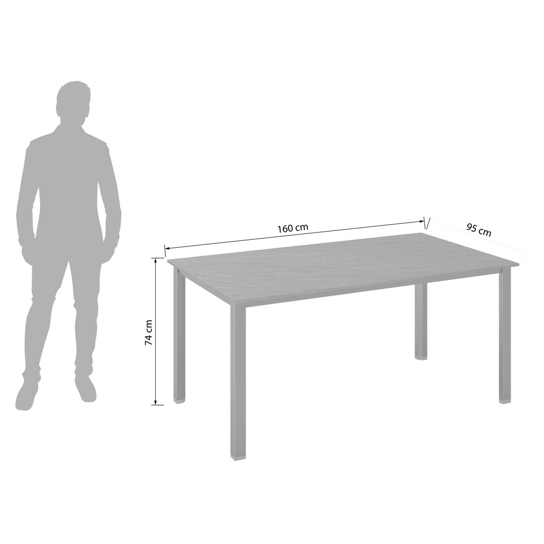 Hagebord Cubic 160x95 cm aluminium/Kettalux bakside
