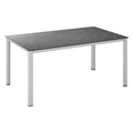 Hagebord Cubic 220x95 cm aluminium HPL sølv antrasitt forfra