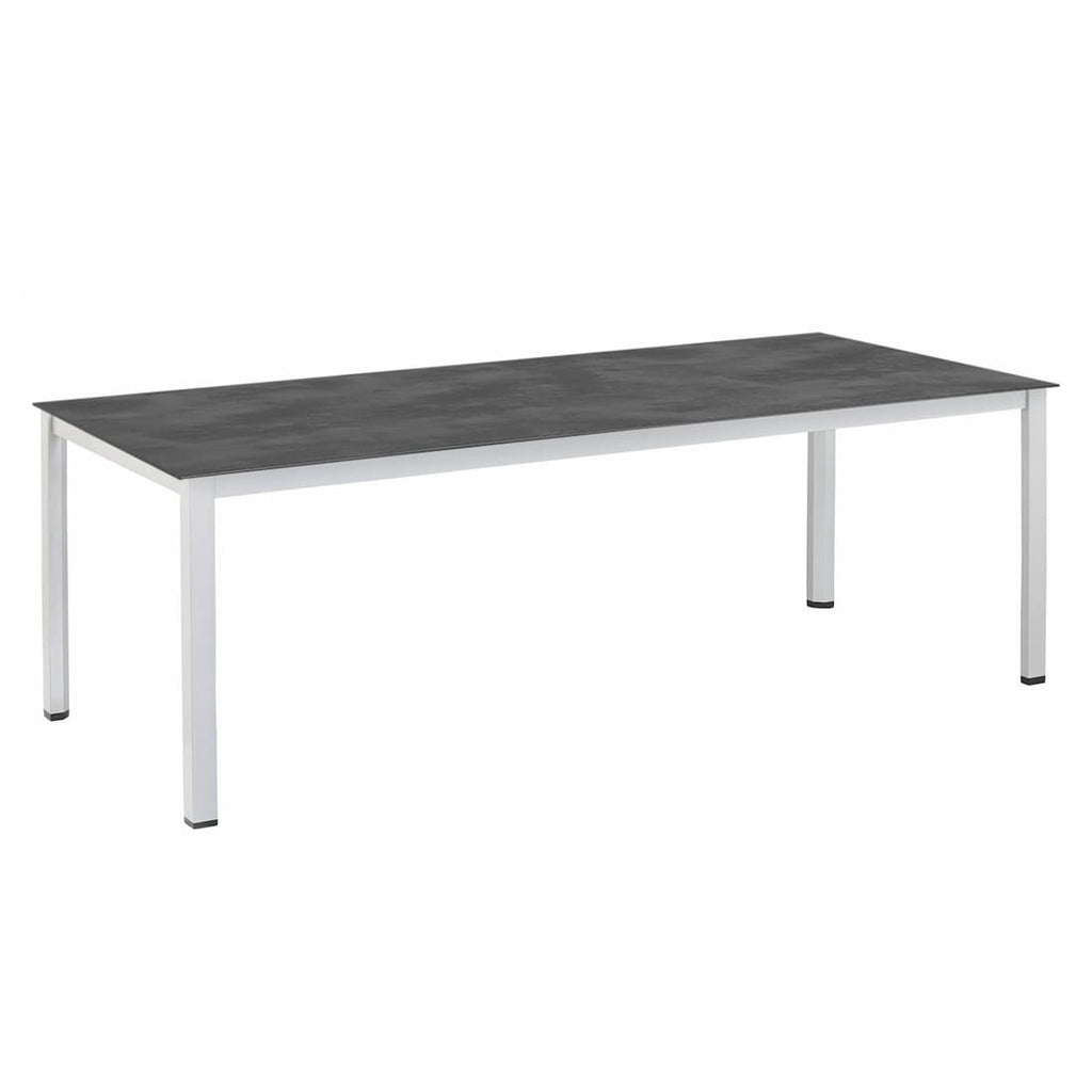 Hagebord Cubic 220x95 cm aluminium HPL sølv antrasitt forfra